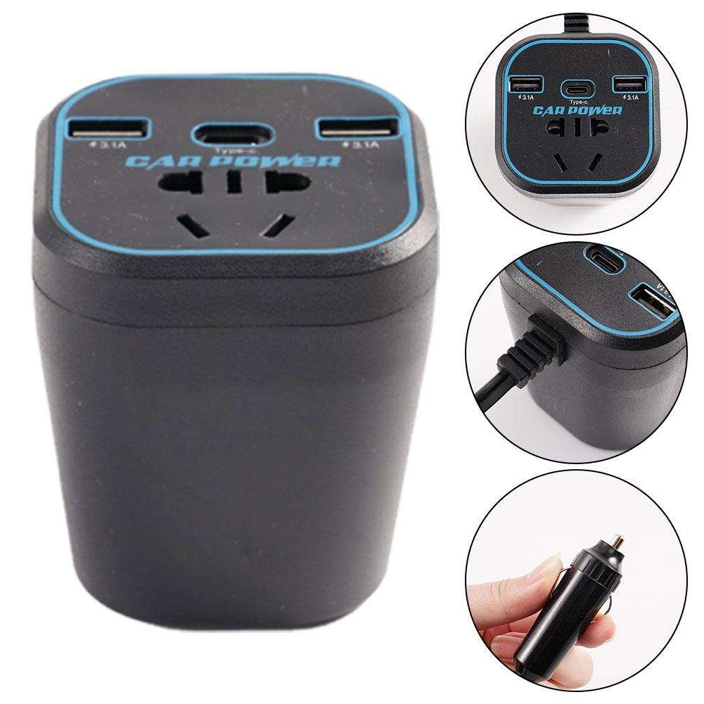 Convertisseur de voiture 12V/24V vers 220V, 200W, avec USB et Type-C