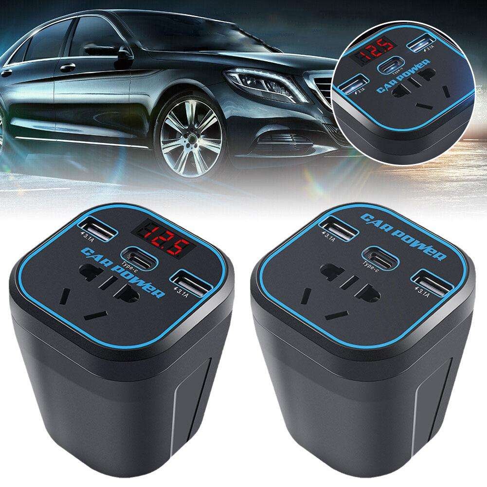 Convertisseur de voiture 12V/24V vers 220V, 200W, avec USB et Type-C